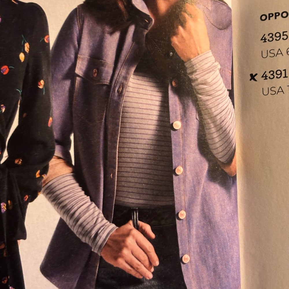 CAbi Workshop Jacket 4299 EUC Size Large Bluish Purple Button-Up Denim Jacket